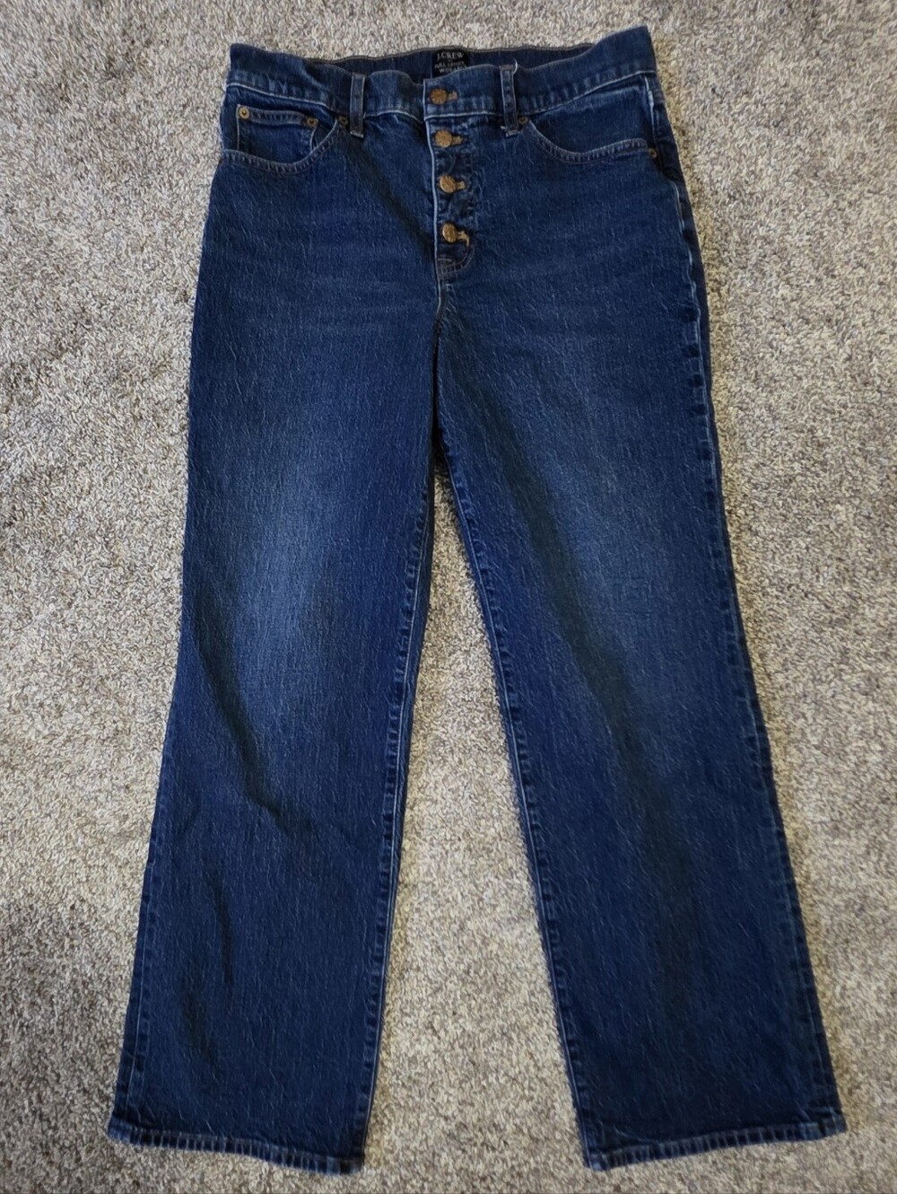 High-Rise Button-Fly Women's Jeans - Dark Blue